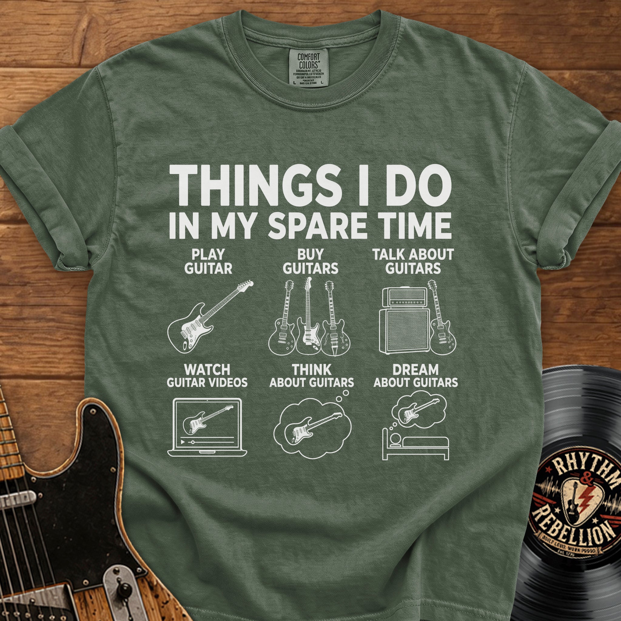 Spare Time Guitar Lover T‑Shirt