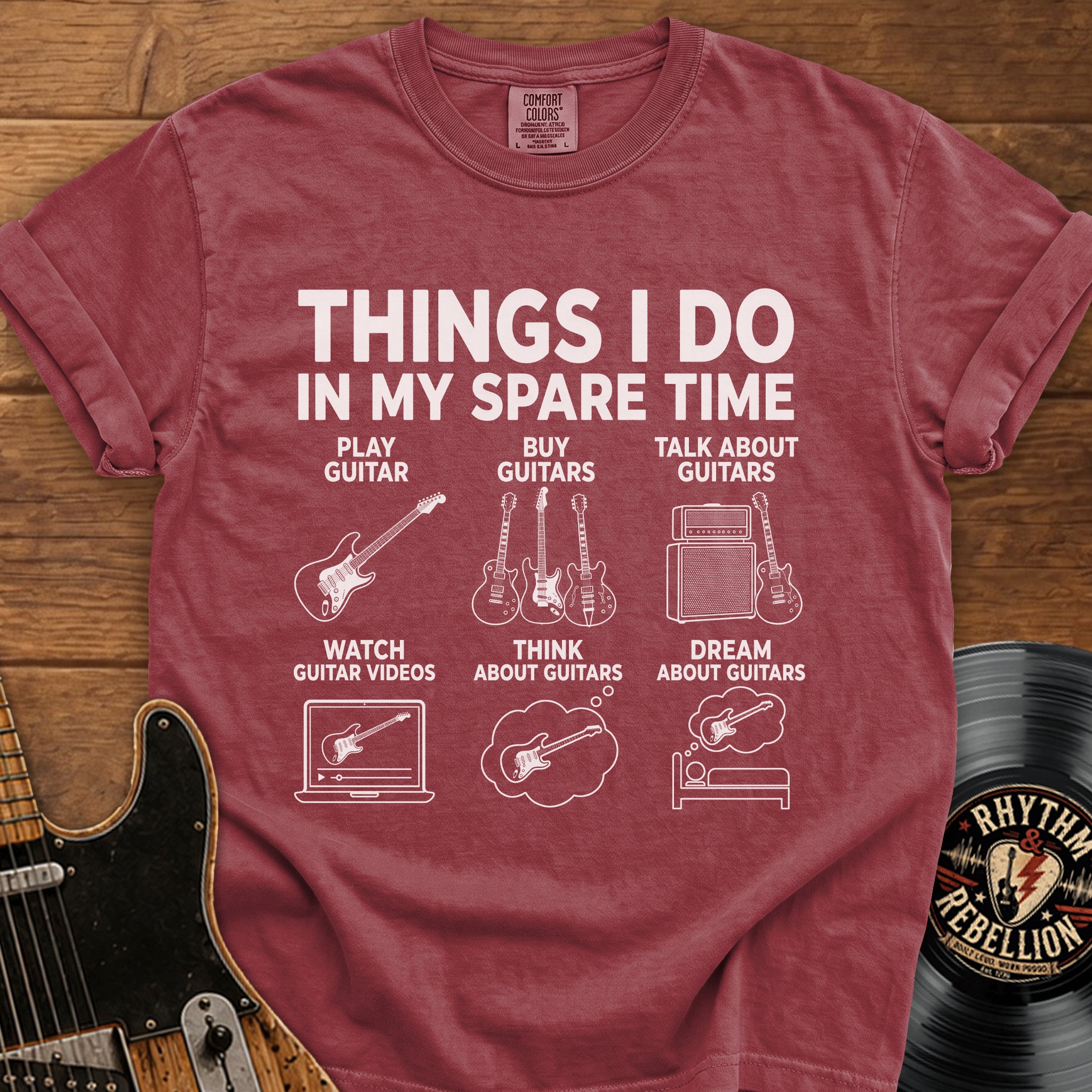 Spare Time Guitar Lover T‑Shirt