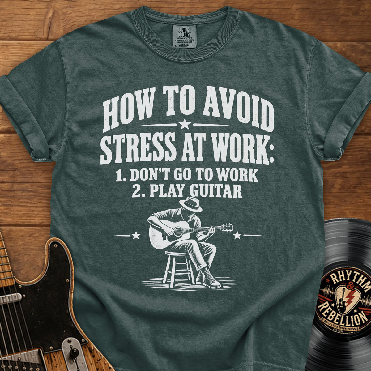 Stress at Work Guitar T-Shirt