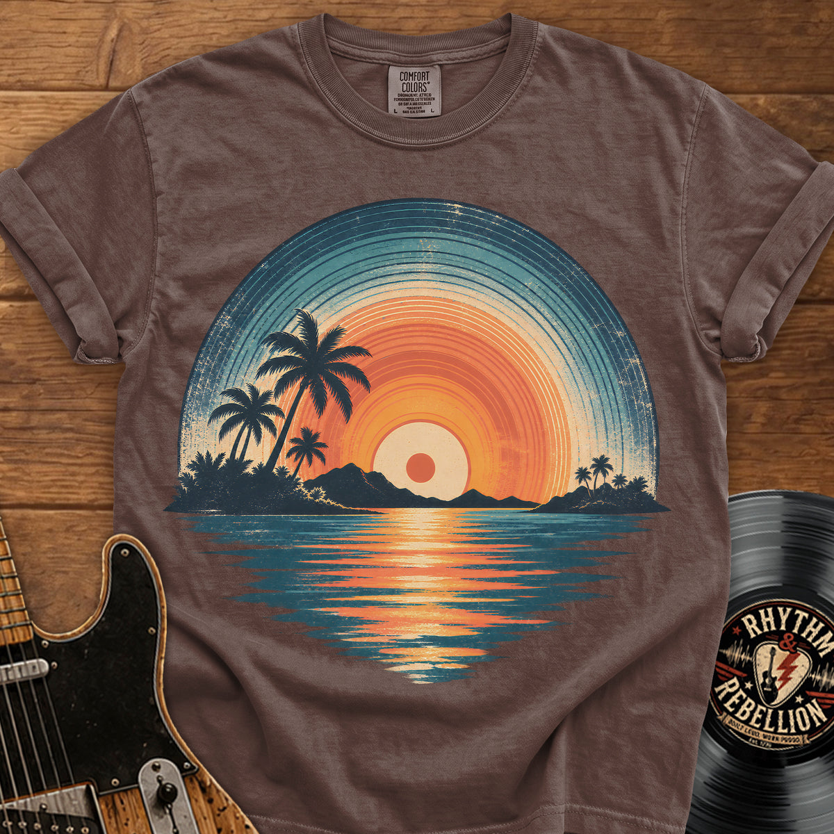 Sunset Island Vinyl T-Shirt