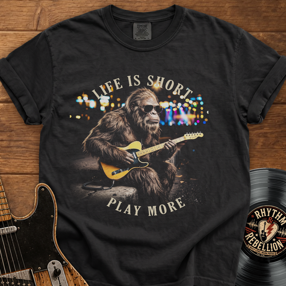 Bigfoot Play More Guitar T-Shirt