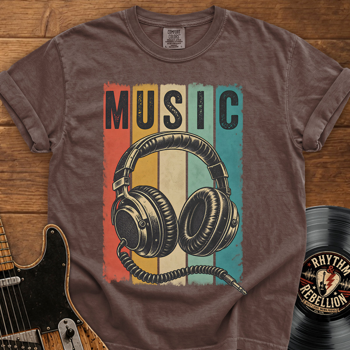 Retro Music Headphone T-Shirt