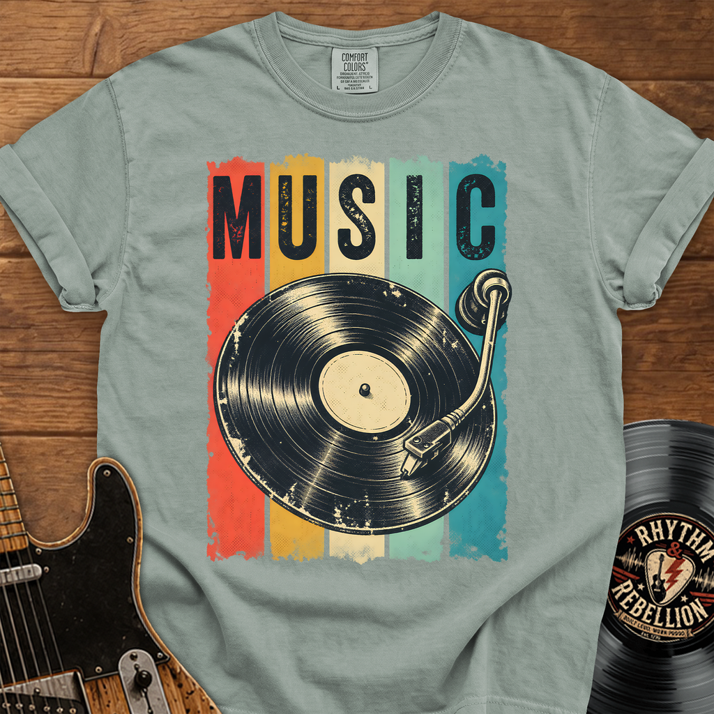 Retro Vinyl Record 'MUSIC' T-Shirt