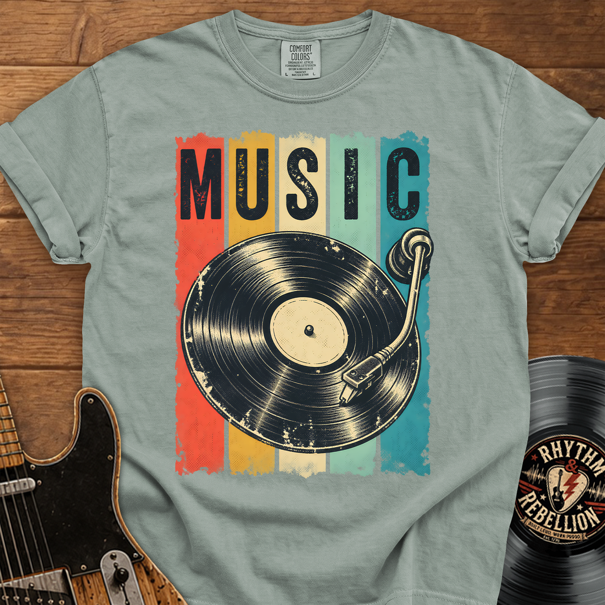 Retro Vinyl Record 'MUSIC' T-Shirt