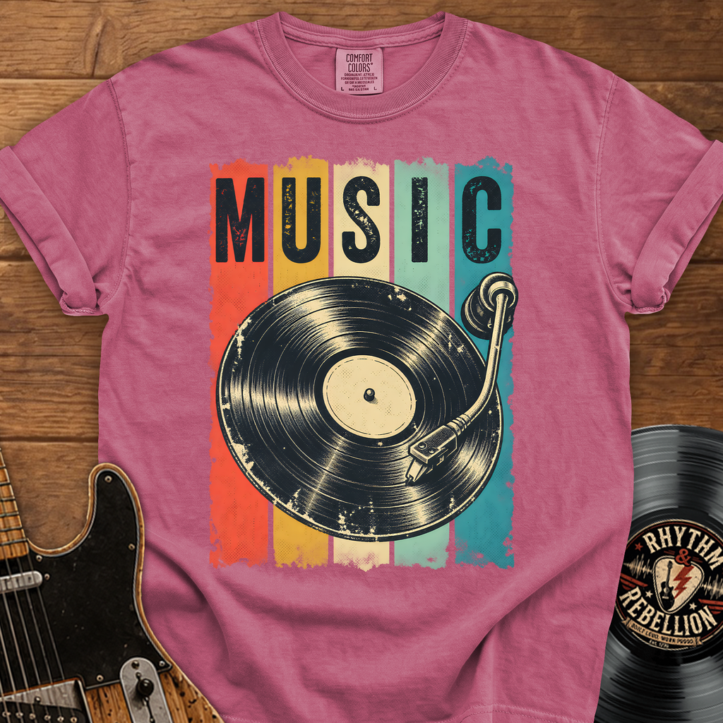 Retro Vinyl Record 'MUSIC' T-Shirt