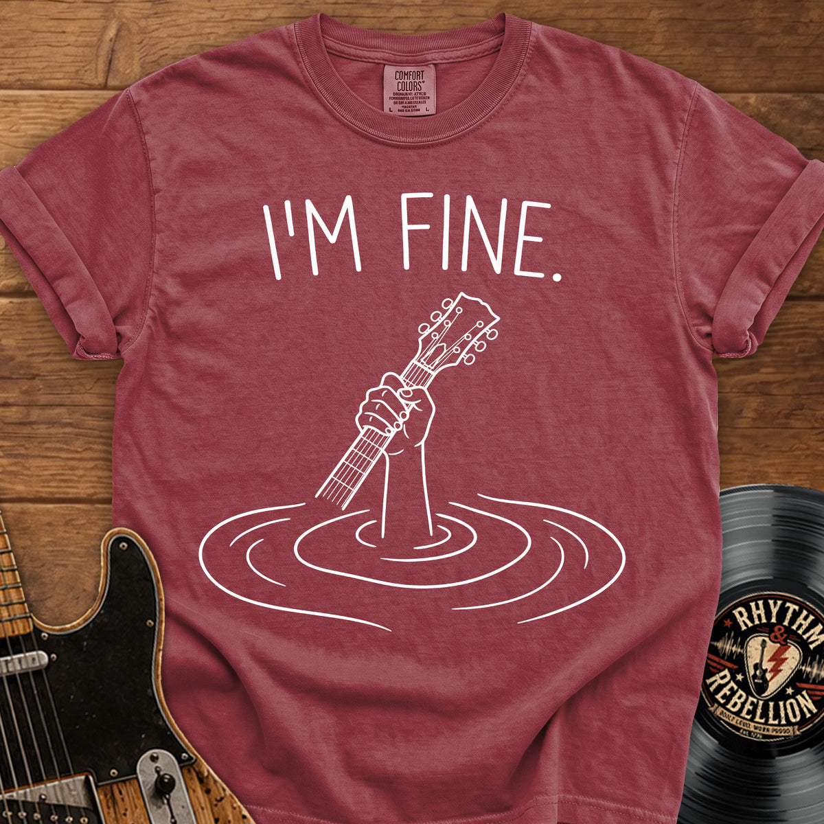 "I'm Fine" Guitar Drowning T-Shirt