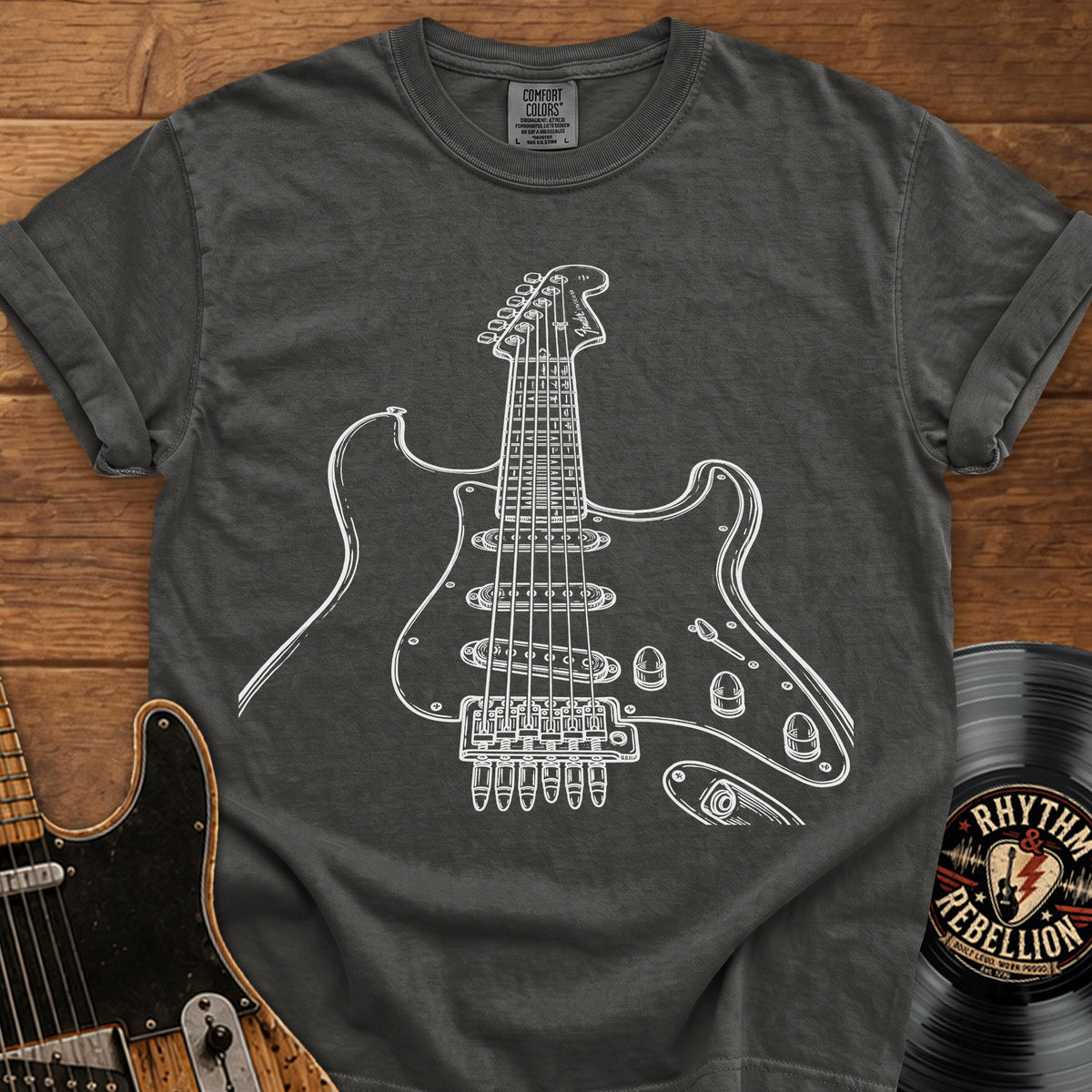 Strat Guitar Sketch T‑Shirt
