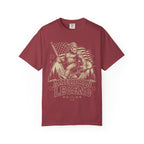 T-Shirt — 'American Legend' Bigfoot Holding U.S. Flag Vintage Graphic