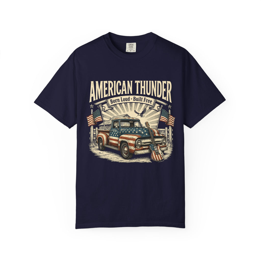 American Thunder Truck T-Shirt — Born Loud • Patriotic Vintage Pickup Tee