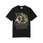 T-Shirt — 'American Legend' Bigfoot Holding U.S. Flag Vintage Graphic