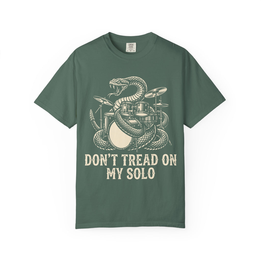 Drummer T-Shirt — "Don't Tread On My Solo" Vintage Snake Drum Graphic