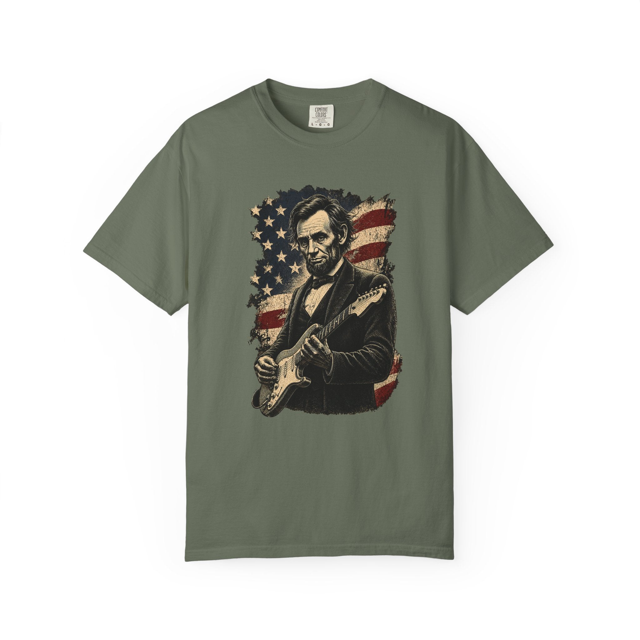 Vintage Abe Lincoln Guitar Tee — Patriotic Americana T-Shirt