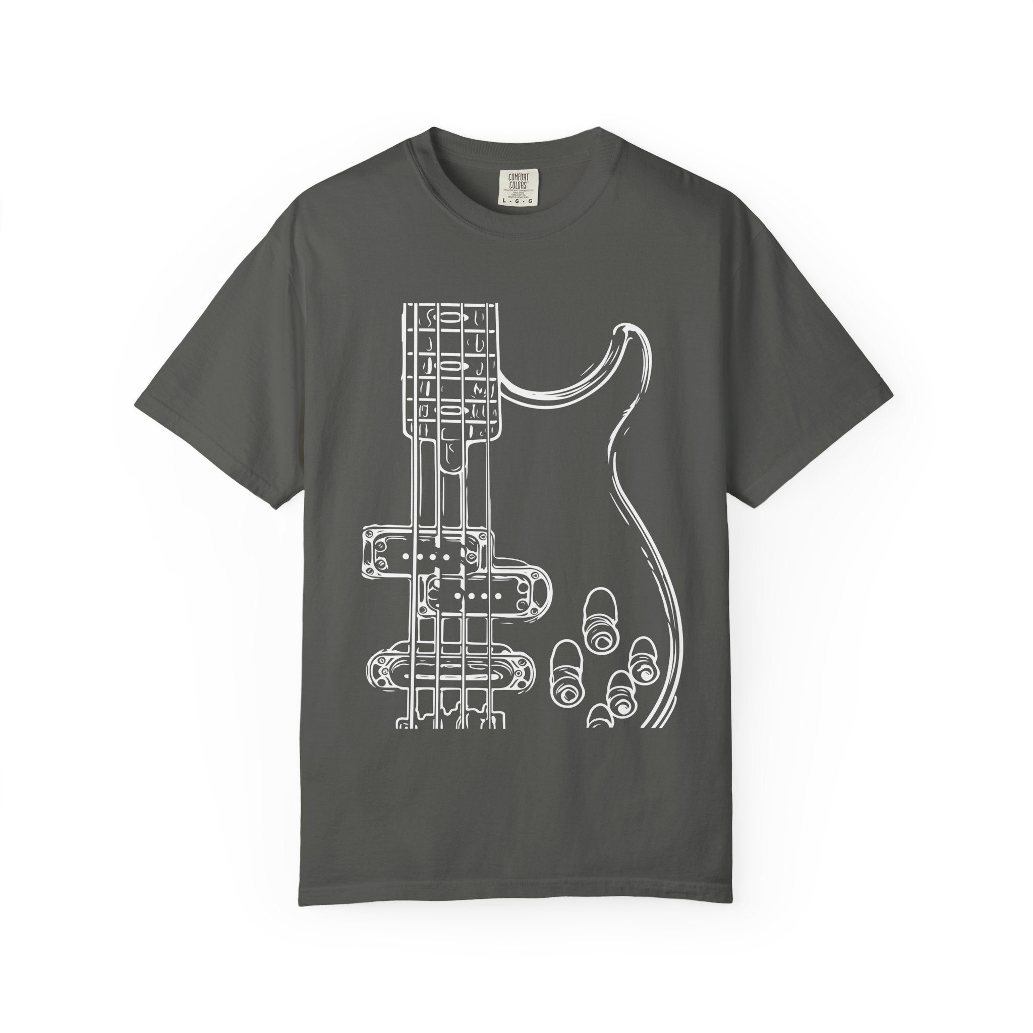 Electric Bass Sketch T-Shirt — Minimalist Guitar Outline Tee for Musicians & Fans