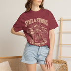 Steel & Strings Motorcycle T-Shirt — Born Loud, Built Free Vintage Biker Tee