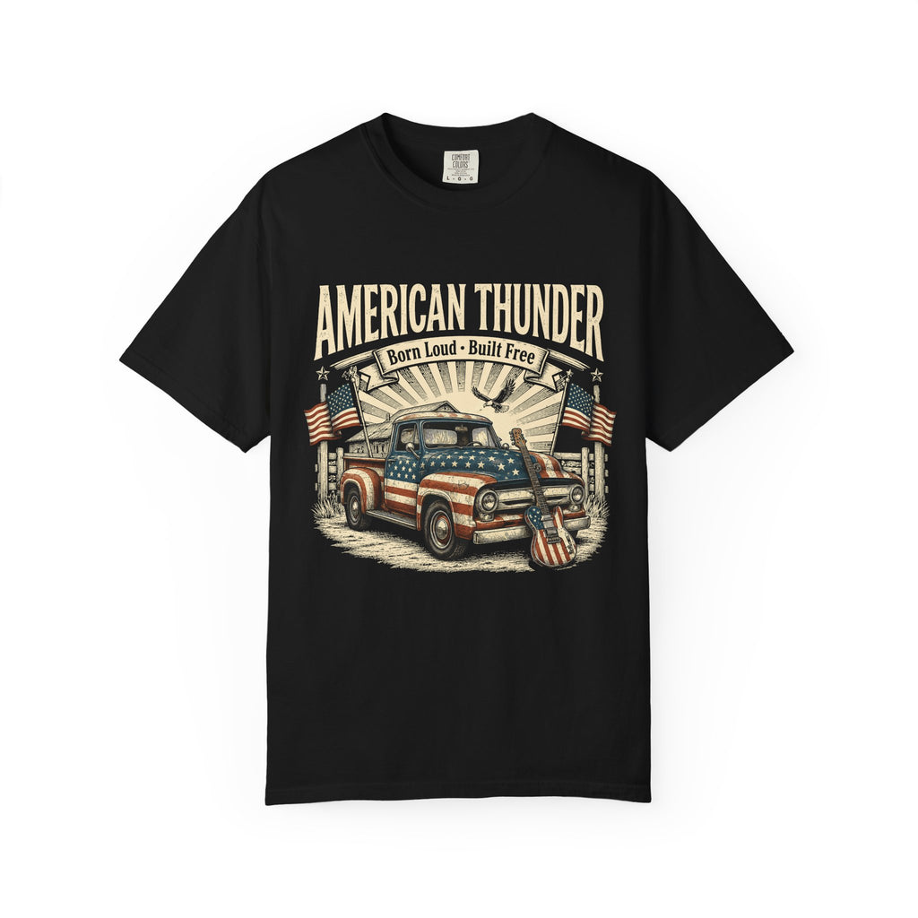 American Thunder Truck T-Shirt — Born Loud • Patriotic Vintage Pickup Tee