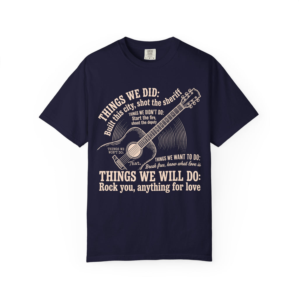 Acoustic Guitar Lyric T‑Shirt — "Things We Will Do" Vintage Music Tee
