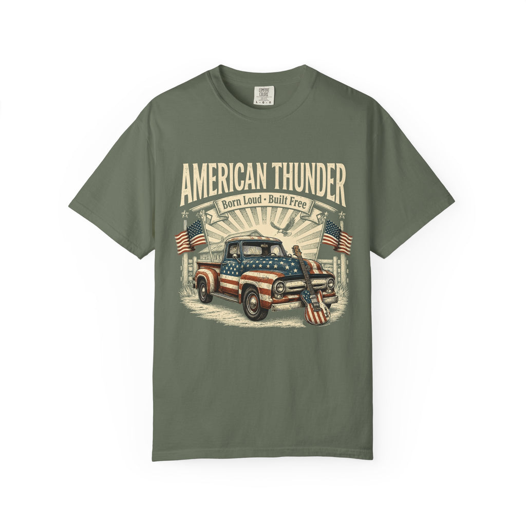 American Thunder Truck T-Shirt — Born Loud • Patriotic Vintage Pickup Tee