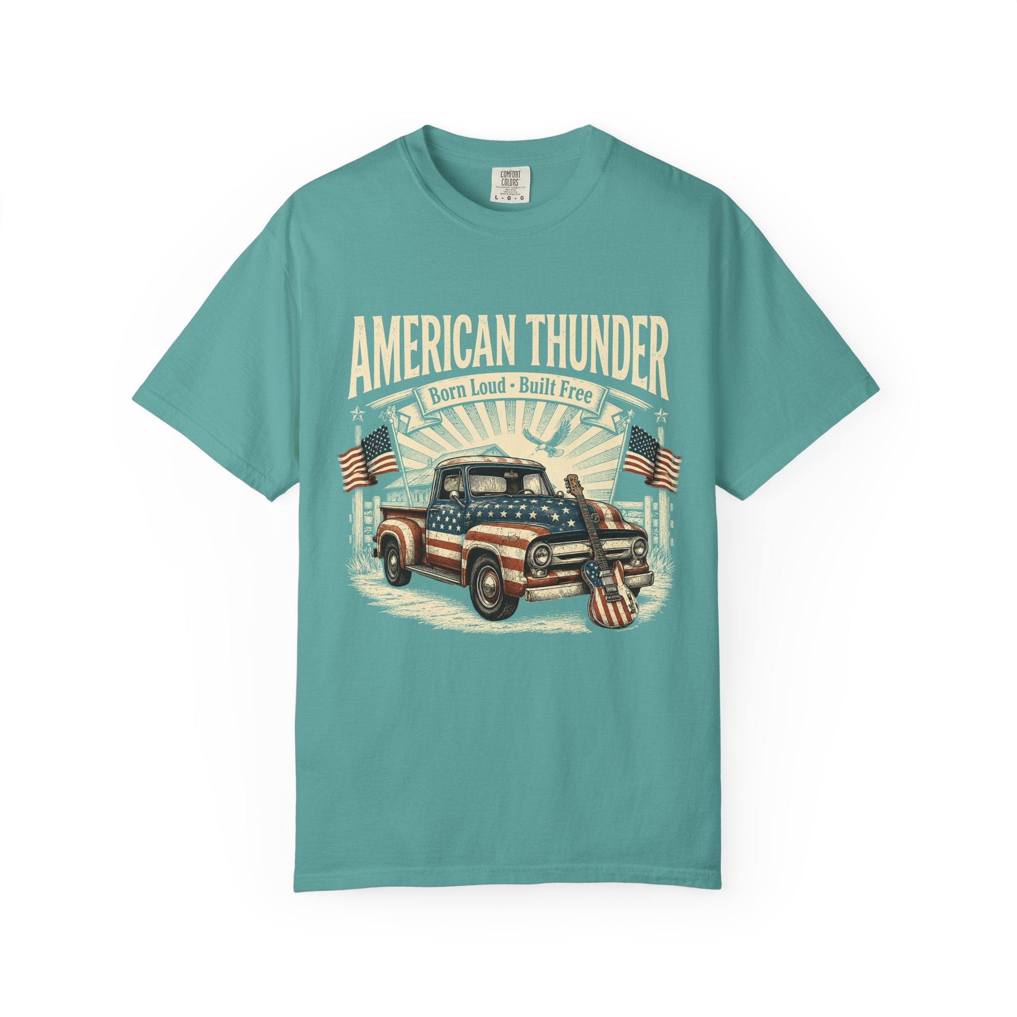 American Thunder Truck T-Shirt — Born Loud • Patriotic Vintage Pickup Tee
