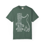 Electric Bass Sketch T-Shirt — Minimalist Guitar Outline Tee for Musicians & Fans