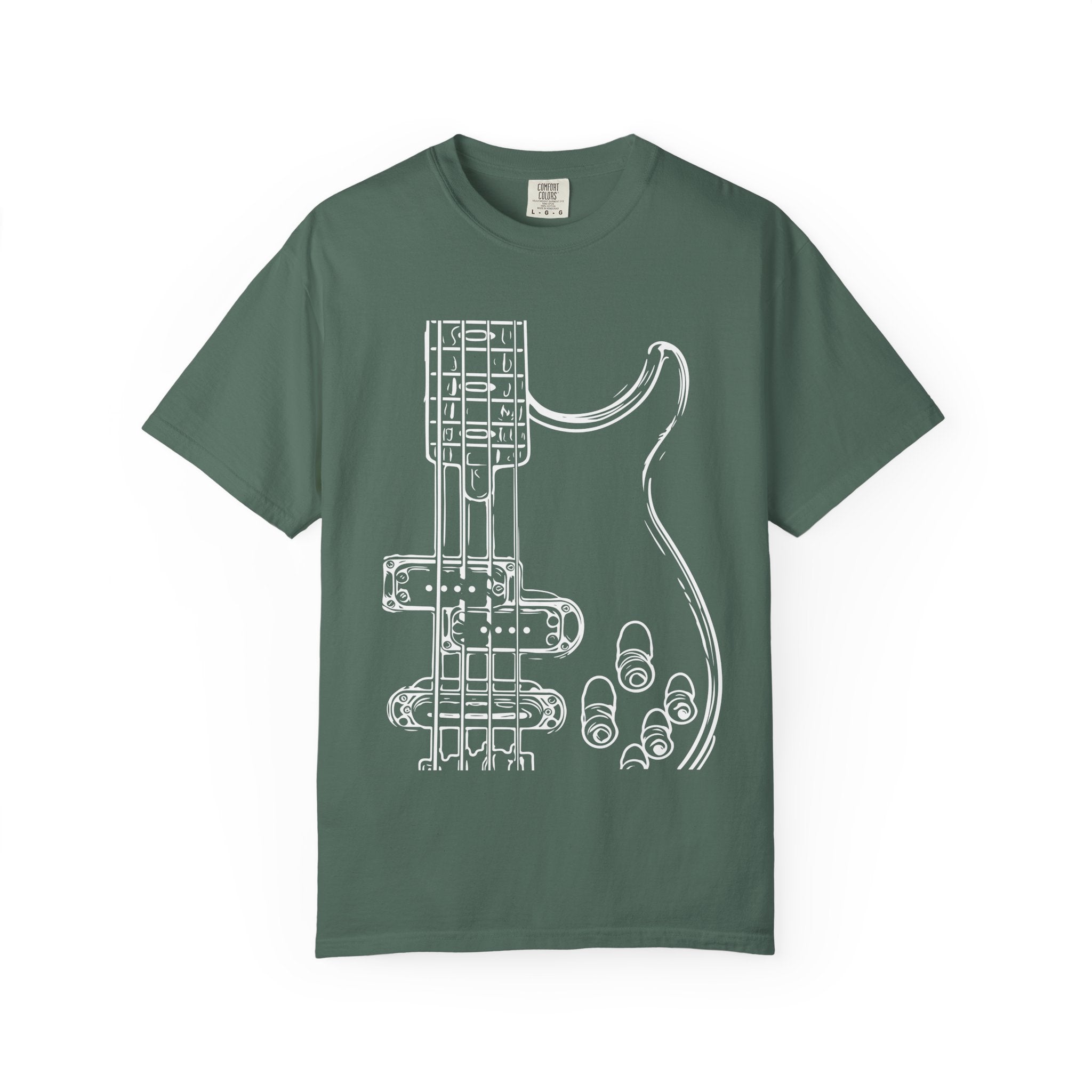 Electric Bass Sketch T-Shirt — Minimalist Guitar Outline Tee for Musicians & Fans