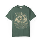 T-Shirt — 'American Legend' Bigfoot Holding U.S. Flag Vintage Graphic