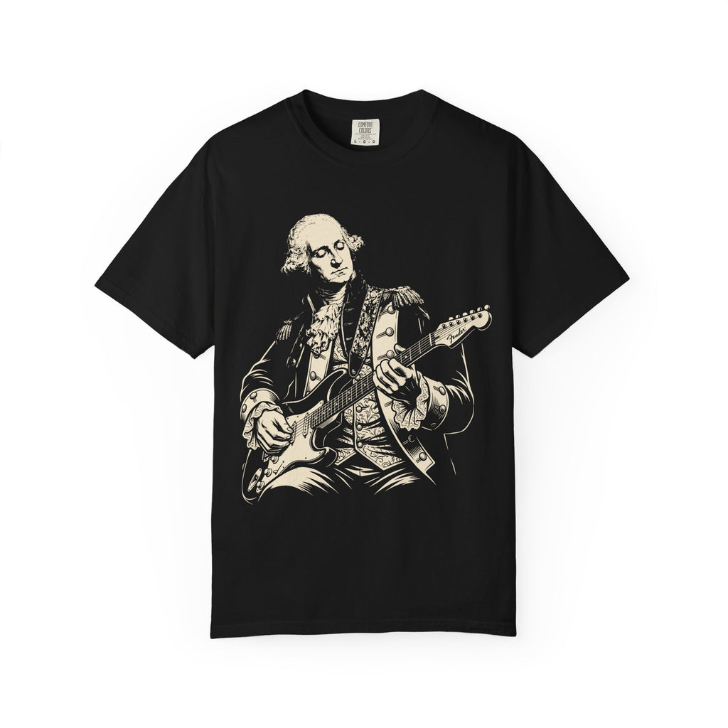 George Washington Playing Electric Guitar T-Shirt — Vintage Patriotic Rock Tee