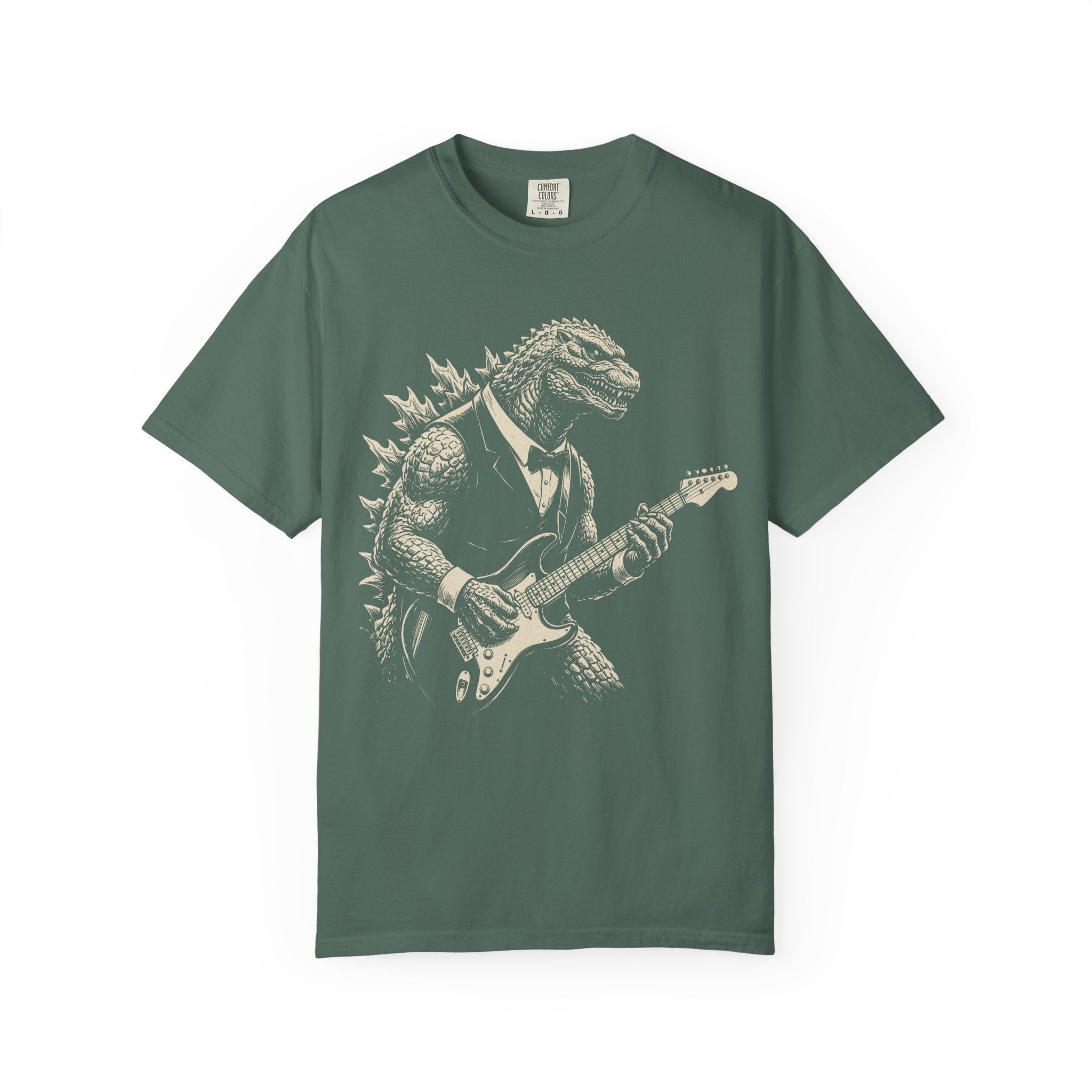 Godzilla Guitar Player T-Shirt — Vintage Rock Dinosaur Tee