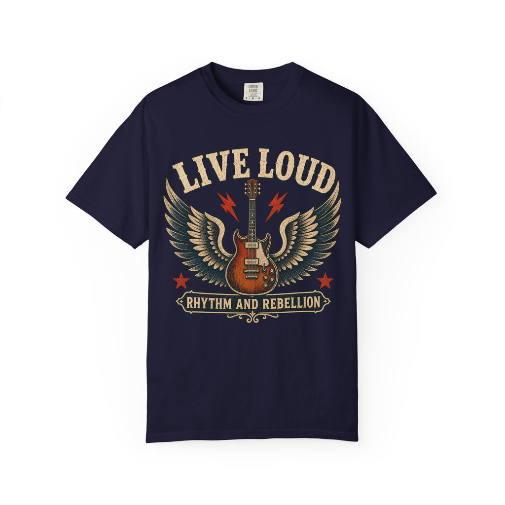 Live Loud Guitar T‑Shirt — "Live Loud: Rhythm and Rebellion" Rock Music Tee