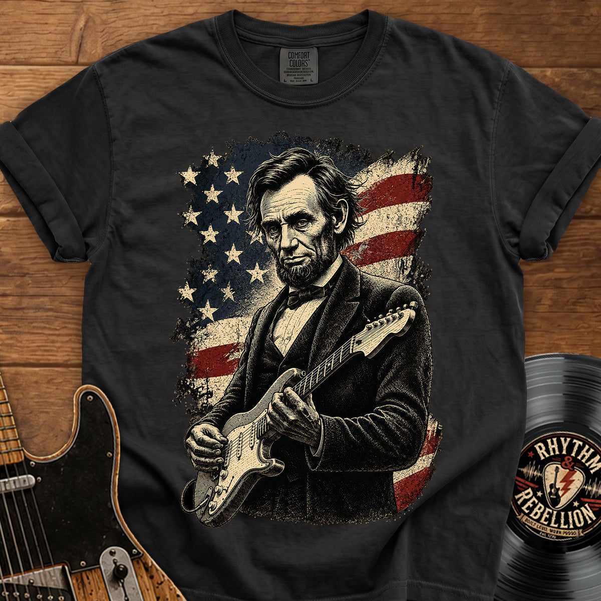 Lincoln Flag Guitar T-Shirt