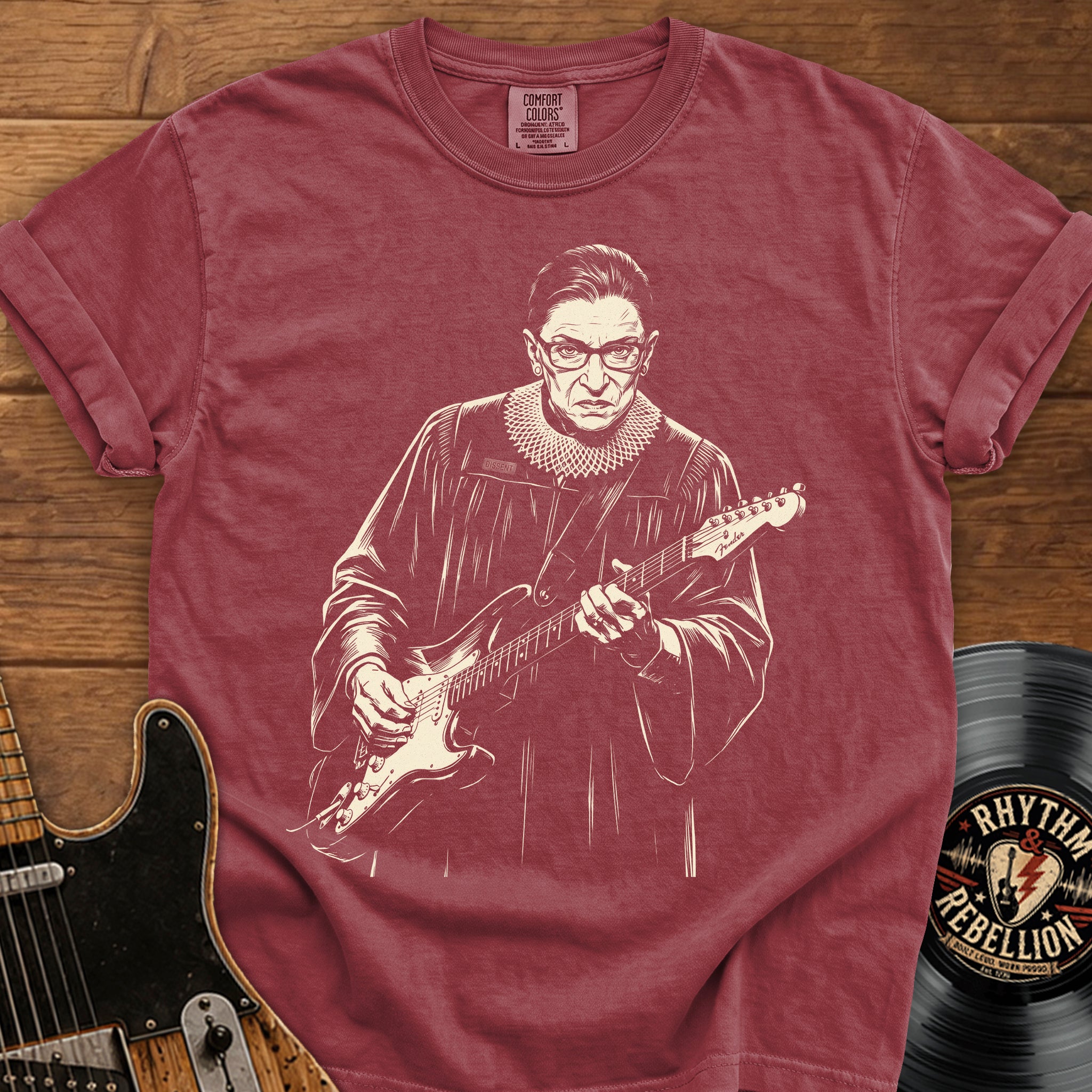 Ruth Bader Ginsburg Guitarist Portrait T-Shirt