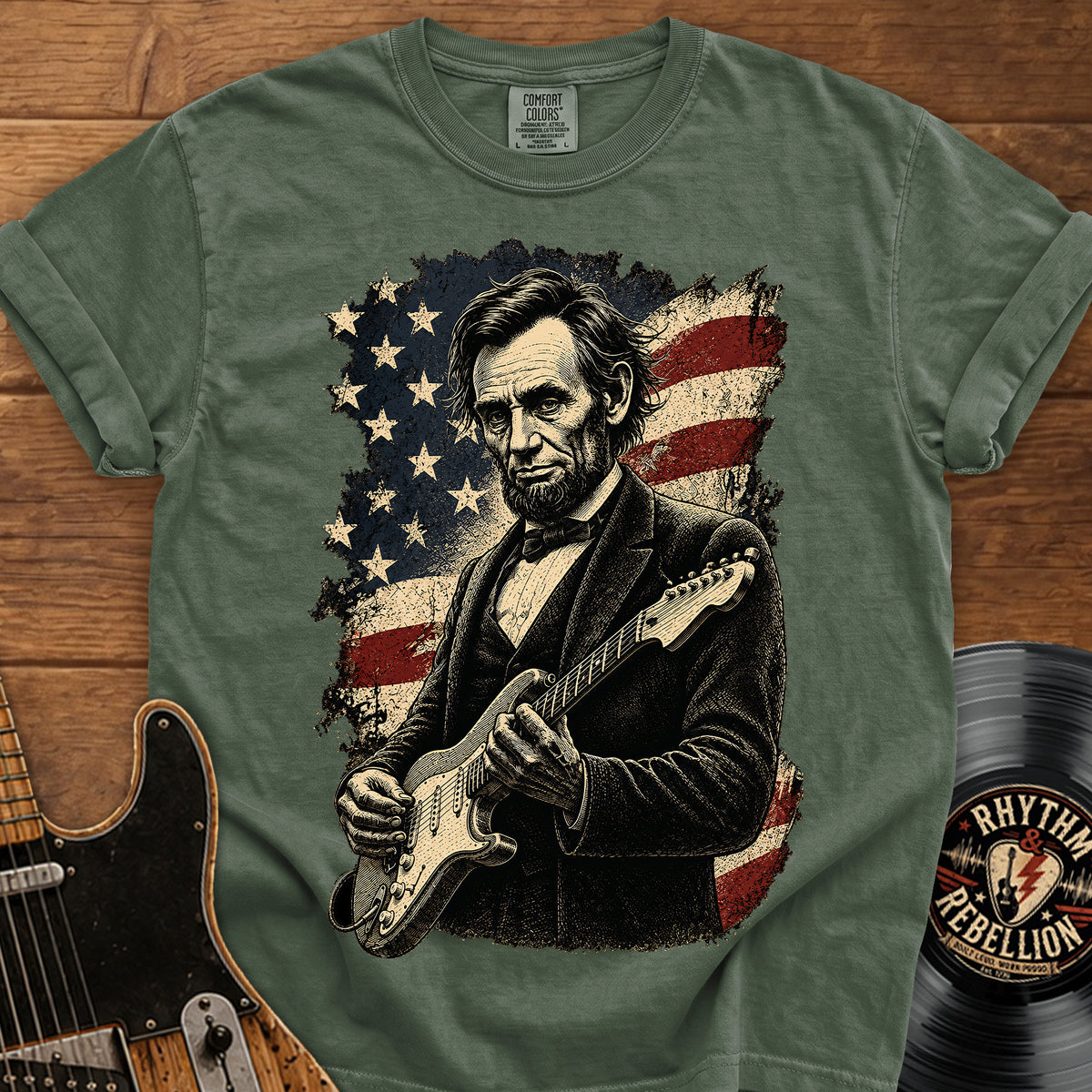 Lincoln Flag Guitar T-Shirt