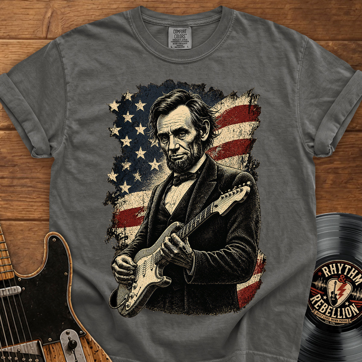 Lincoln Flag Guitar T-Shirt
