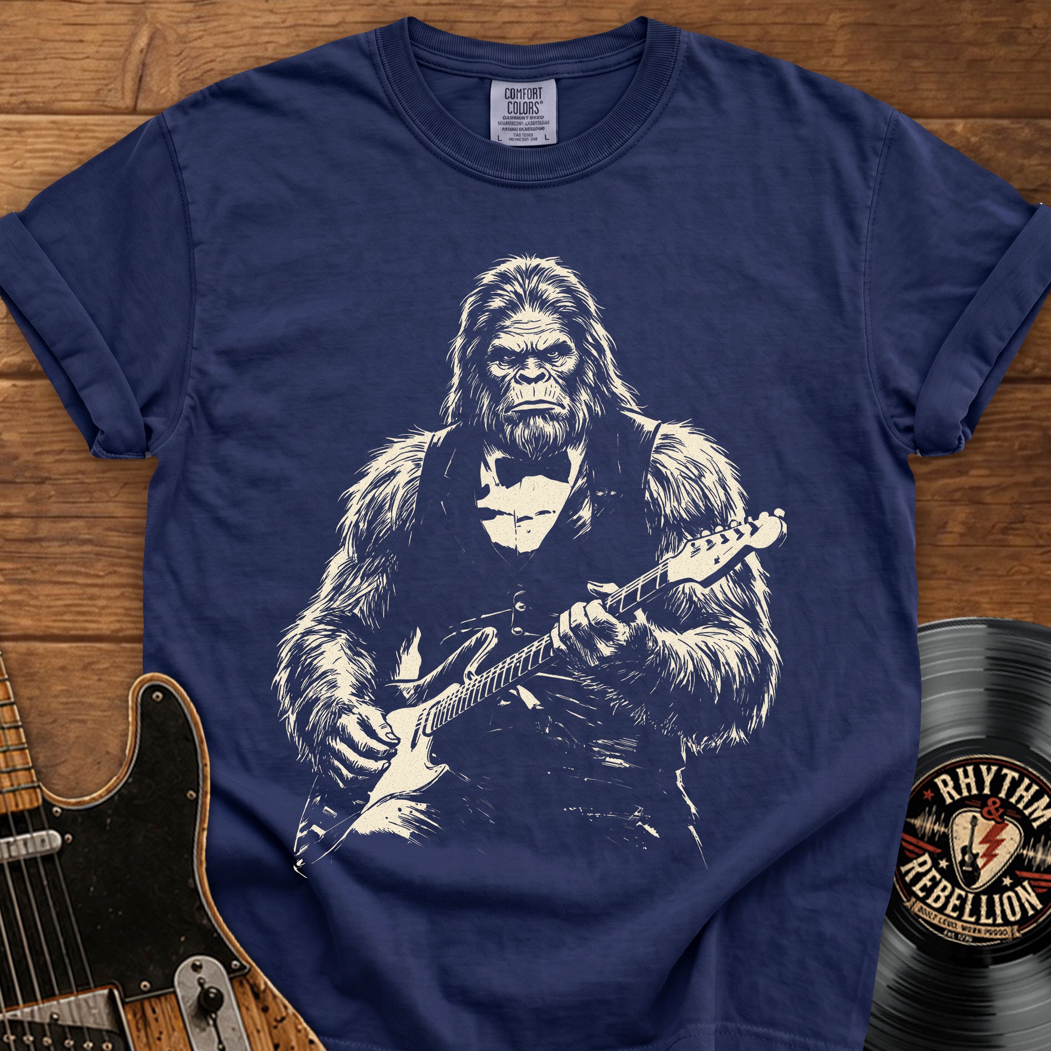 Sasquatch Guitar T-Shirt — Vintage Rock Bigfoot Graphic Tee
