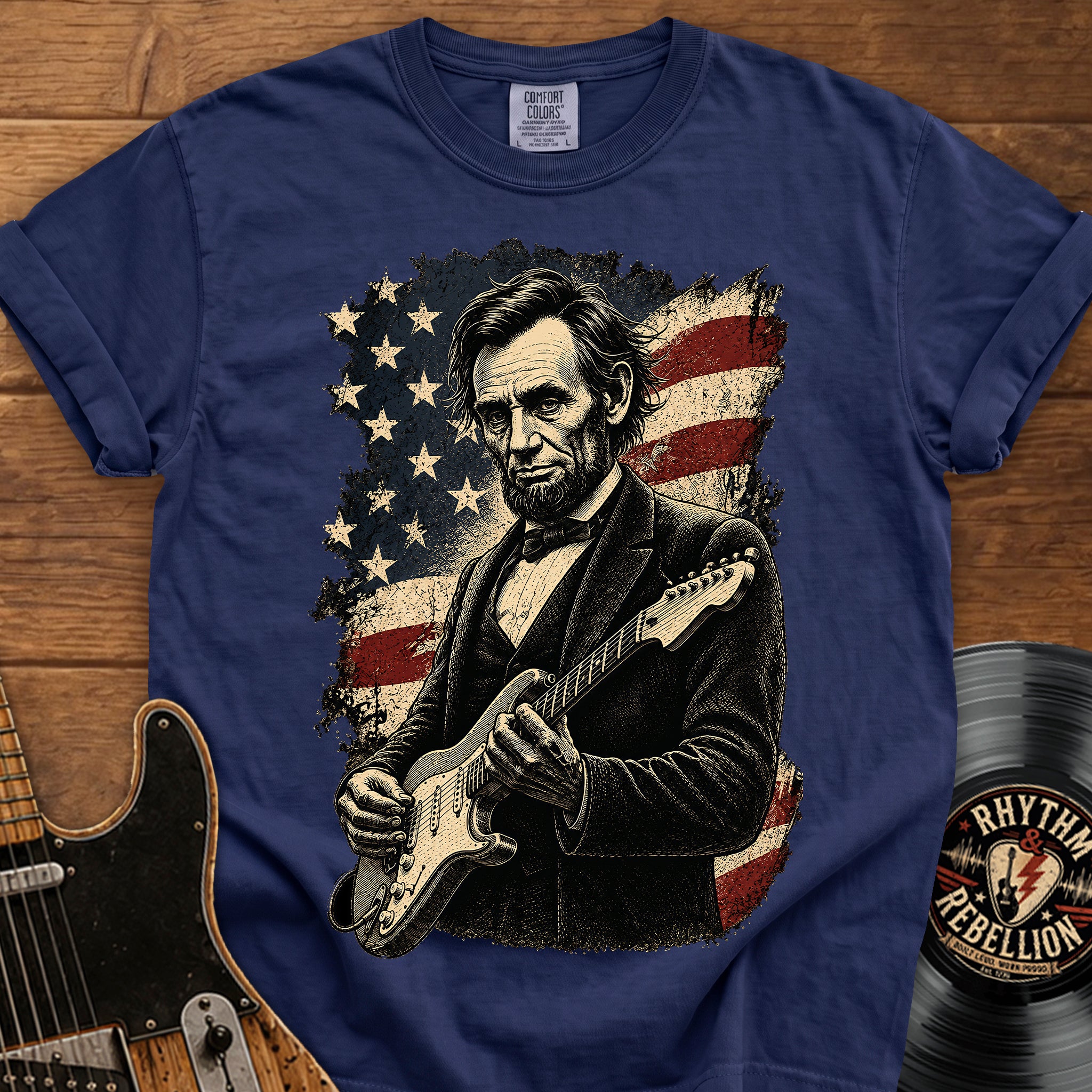 Lincoln Flag Guitar T-Shirt