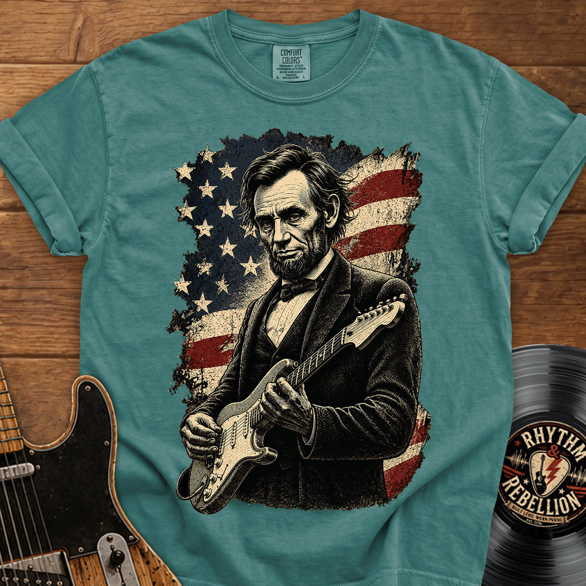 Lincoln Flag Guitar T-Shirt
